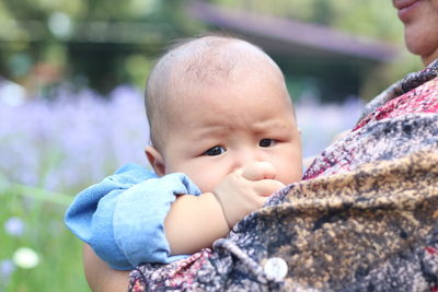 Close-up portrait of cute baby girl