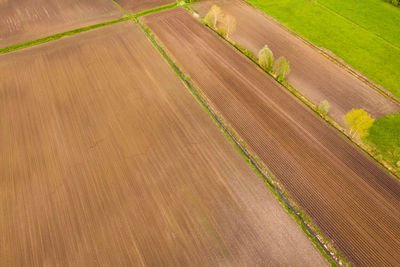 Aerial view of the countryside fields . cultivation background. agriculture field