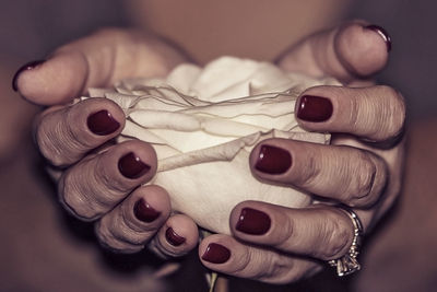 Close-up of woman holding rose