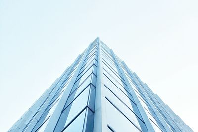 Low angle view of skyscrapers against clear sky