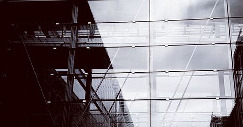 Reflection of sky on glass window