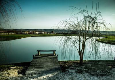 Scenic view of lake against sky
