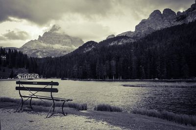 Scenic view of mountains against cloudy sky