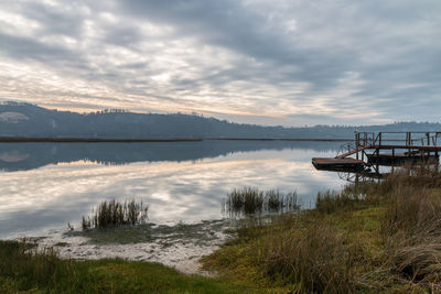 Scenic view of lake against sky