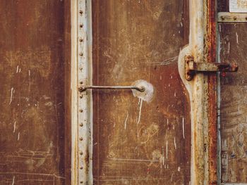 Close-up of rusty metal door