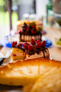 Close-up of cake on table