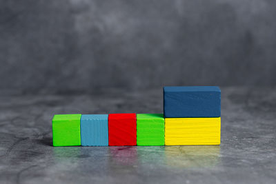 Close-up of multi colored toy on table