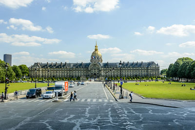 People in front of building