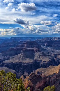 Aerial view of landscape against cloudy sky