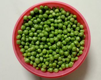 High angle view of green beans in bowl