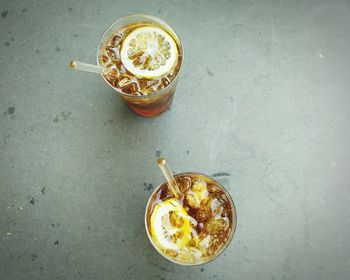 High angle view of drink