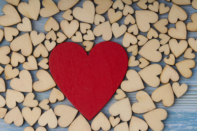 High angle view of heart shape on stone