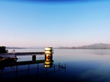 Scenic view of swimming pool against clear sky