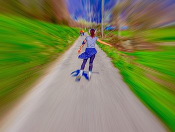 Blurred motion of trees