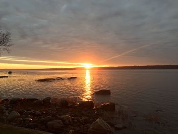 Scenic view of sunset over sea