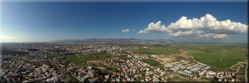 High angle view of townscape against sky