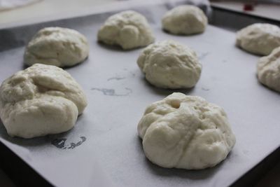 High angle view of cookies on table