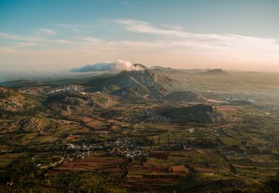 Aerial view of landscape against sky