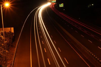 Light trails on highway at night