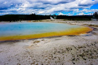 Scenic view of lake against sky