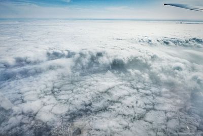 Aerial view of snow covered landscape