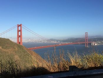 View of suspension bridge against sky