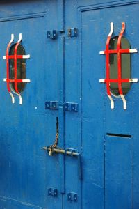 Close-up of padlock on door