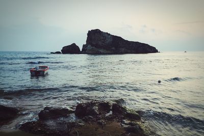 Lone boat in calm sea