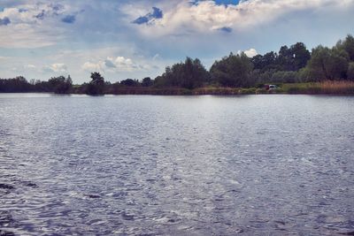 Scenic view of lake against sky