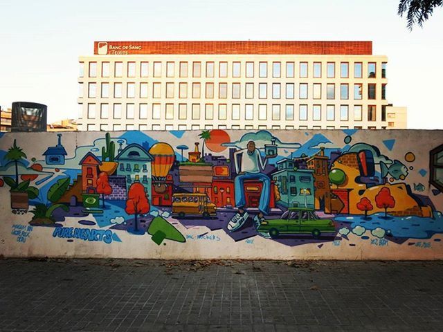 graffiti, architecture, built structure, art, art and craft, creativity, building exterior, wall - building feature, text, human representation, street art, multi colored, western script, mural, wall, building, outdoors, day, animal representation