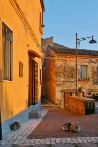 A narrow street in riardo, a medieval village in campania, italy.