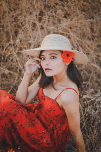 Portrait of woman wearing hat