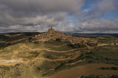 Small town in navarra, ujue seen from the air