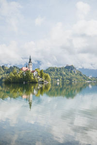 Scenic view of lake against sky