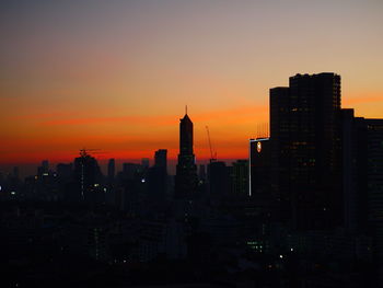 View of cityscape at sunset