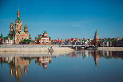 Reflection of buildings in water