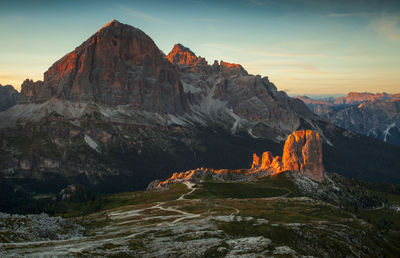 Rock formations at sunset