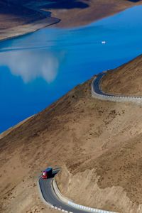 High angle view of car on land