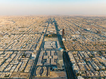 High angle view of cityscape against clear sky