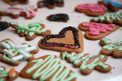 Close-up of cookies on table