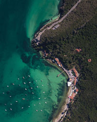 High angle view of bay on beach