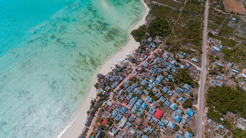 Aerial view of the zanzibar shoreline