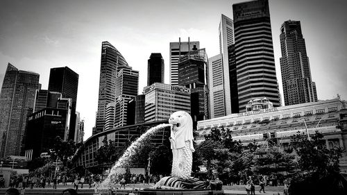 Low angle view of skyscrapers in city