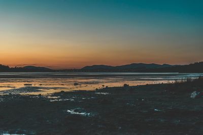 Scenic view of sea during sunset