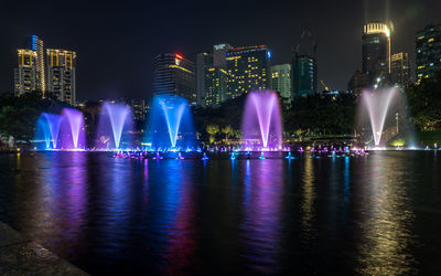 Illuminated city at night