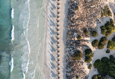 Aerial view of a white sand beach in majorca