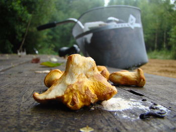 Close-up of meat on table