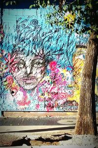 View of multi colored wall