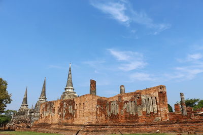 Old temple building against blue sky