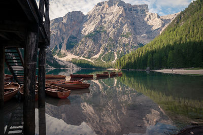 Panoramic view of boats in lake